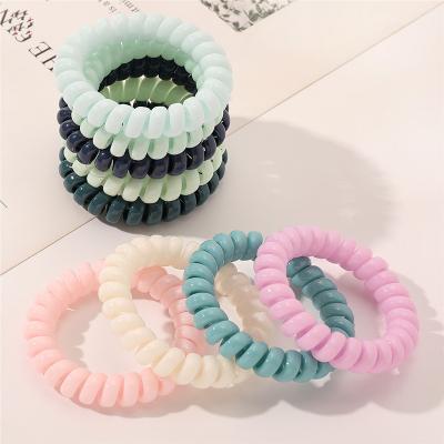 China Fashionable Hair Tie Macaron Color Telephone Wiring Hair Band Hair Coils Elastic Hair Ties for Distributor and Retailer for sale