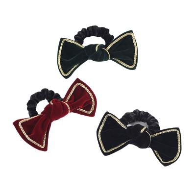 China Elegant Hair Rope Bowknot Velvet Vintage Fashion Temperament Hair Band Korean Hair Clip for sale