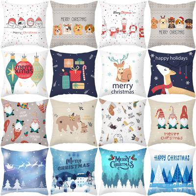 China Amazon Christmas PORTABLE Pillow Case Printing Home Sofa Cushion Pillow Case Peach Skin Pillow Cover for sale