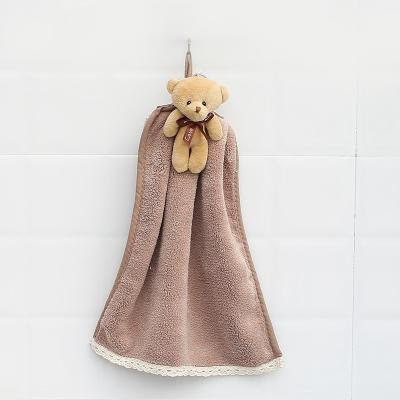 China 100% Skin-Friendly Microfiber Bear Hand Towel Hypoallergenic Super Adorable Soft No Shed Hand Drying Towel for sale