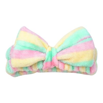 China Soft Elastic Hair Band Cute Knot Face Wash Flannel Velvet Bow Multi Patterns Make Up Headband For Girls Women for sale