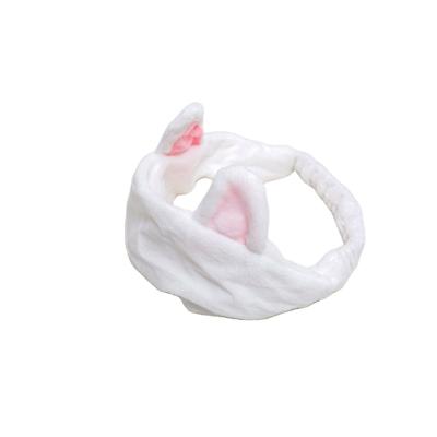 China Skin-Friendly Cute And Simple Cute Cat Ears Velvet Face Wash Headband Fluffy Make Up Headband For Girls Spa Shower for sale