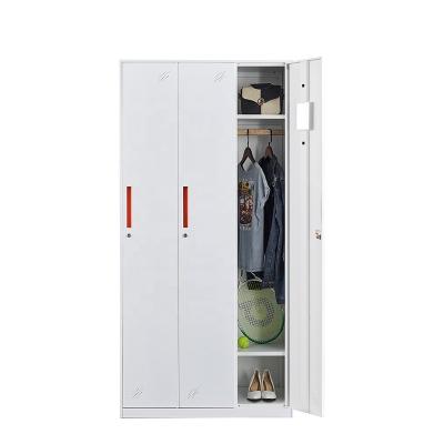 China Wholesale High Quality Modern Morden 3 Door Storage Wardrobe Cabinet Steel Lockers with Key for Dorm School Gym for sale