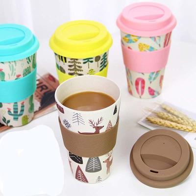 China 2021 Viable Newcomers Take Away Travel Bamboo Mug With Silicone Lid And Sleeve Portable Reusable Tea Cups Togo Coffee Mugs for sale