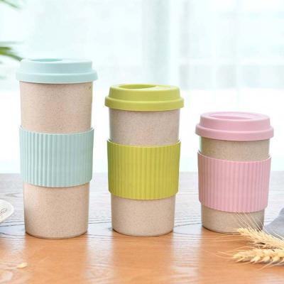 China Eco&Sustainable 500ml Strong And Durable Environmentally Friendly Leakproof Wheat Straw Cup To Go for sale