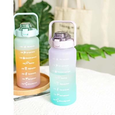 China Sustainable Motivation Hot Cold Insulated Water Bottle 2L Metal Drink Bottle With Straw for sale