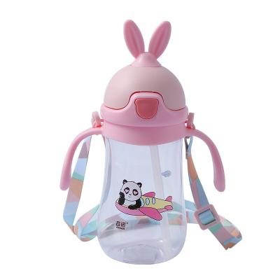 China Nitrosamine Free Baby Drink Water Bottle Rabbit Cup With Handle And Strap 280ml for sale