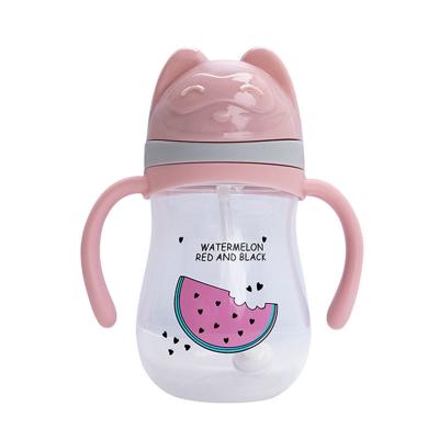 China Wholesale BPA Free Cute Drinking Bottle Baby Forming Straw Cup With Handles for sale