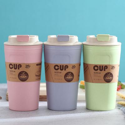 China Disposable Eco-friendly Bamboo Silicone Ring Lid Christmas Gift Mugs 420ml Fiber Coffee Cup Travel Coffee Cup for sale