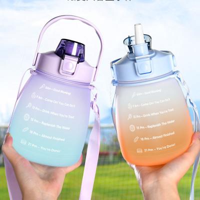 China Viable Wholesale Leakproof Motivational Water Bottles 1200ML Big Belly Water Bottle Kids Sport Bottle With Straw for sale