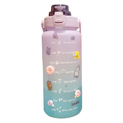 China Sustainable Motivation Hot Cold Insulated Water Bottle 2L Metal Drink Bottle With Straw for sale