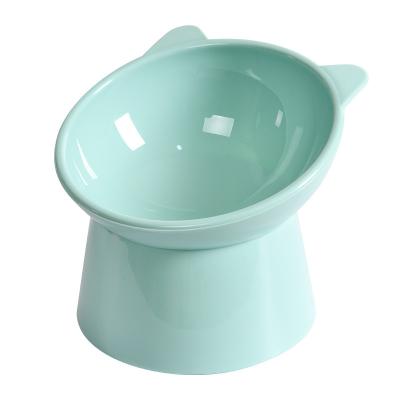 China Multi Viable Cute Cat Dog Dishes Neck Guard Safety Non-slip Plastic Safety Colors Elevated Pet Feeding Bowl for sale