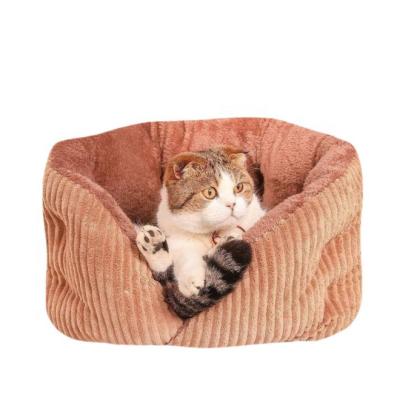 China Durable Partially Enclosed Cave Winter Warm Breathable Cat Bed Cat Dog Kennel For All Seasons for sale