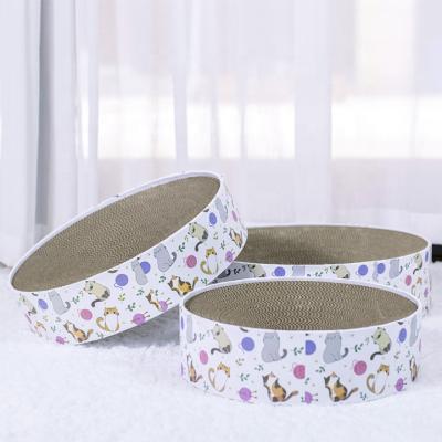 China Sustainable New Fashion Around Eco-Friendly Tear-Resistant Material Corrugated Paper Cat Toys Cat Scratcher Cardboard for sale