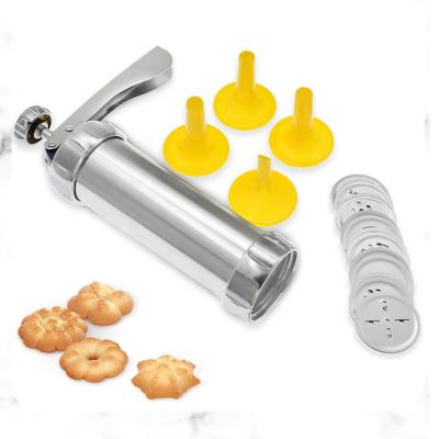 China Amazon Hot Selling Sustainable Cookie Press Stainless Steel Cookie Gun Set With 20 Discs And 4 Nozzles for sale