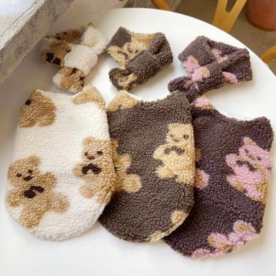 China 2021 Viable Newest Cute Bear Pattern Dog Autumn Winter Vest With Scarf for sale