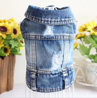 China Sustainable Ripped Dog Pet Jeans Denim Vest Clothes For Dogs for sale