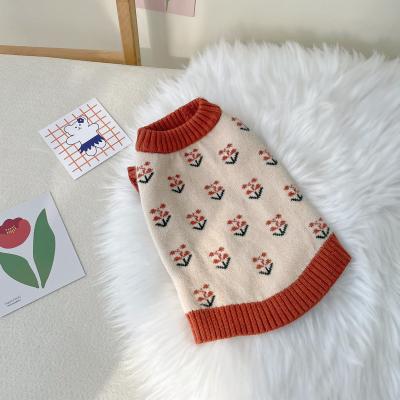 China Autumn Hot Selling Knitted Lovely Sustainable Pet Sweater Around Collar Sweater Apparel Keep Warm Dog Clothes for sale