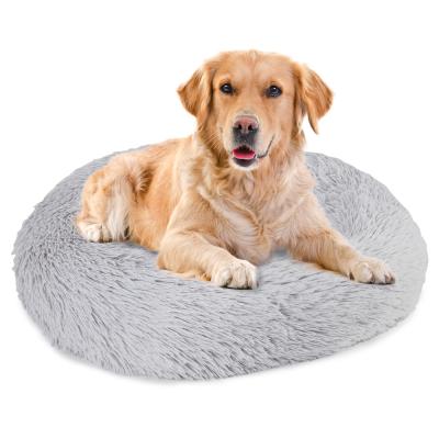 China Travel Pet Bed Cushion Dropshipping Dog Donut Bench Waterproof Fluffy Pet Cats Dog Bed Removable Fur Pet Cushion for sale