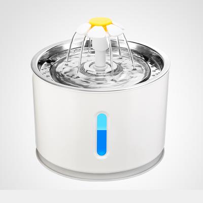 China Indior Pet 2.4L Water Fountain Stainless Steel Dog Water Drinker Auto Automatic Bowl LED Light Drinking Station For Pets for sale