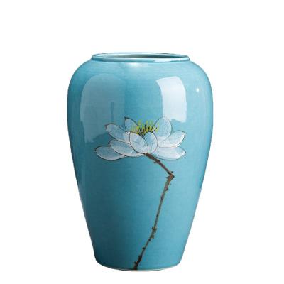 China Blue Rectangular Art Deco Vases For Other Home Decor Tabletop Home Decor Vase for sale