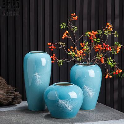 China Large Contemporary Hand Painted Vase Garden Vases Ceramic Flower Pot Decorative Vase For Living Room Home Accessories for sale