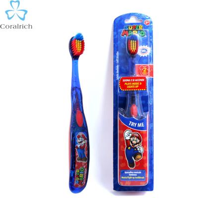 China New Battery Operated Child's Toothbrush Musical And Led Flashing Kids Toothbrush With Soft Bristle for sale