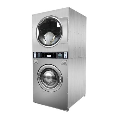 China Commercial Hotel.factory .laundry hospital self vendering 20KG service stacked fully automatic coin operated washer and dryer XTH- 20 for laundry shop hotel for sale