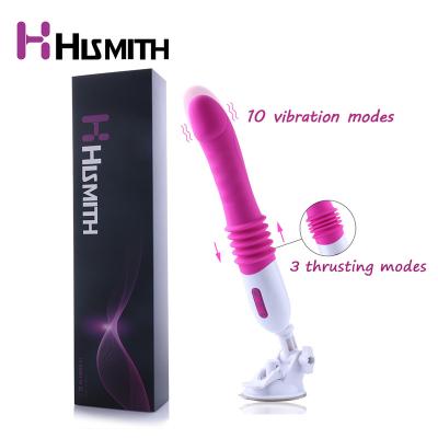 China HISMITH Automatic Vibration+Telescopic Sex Machine For Women Automatic Thrusting Dildo Vibrator 3 Modes 10 Frequency Vibration Free Hand Sex Toy for sale