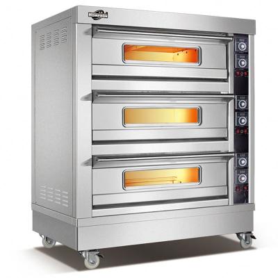 China 3 Deck 9Tray Steam Function Stone Plate Gas Oven For Pizza Cake Maker Machine Commercial Pizza Oven for sale