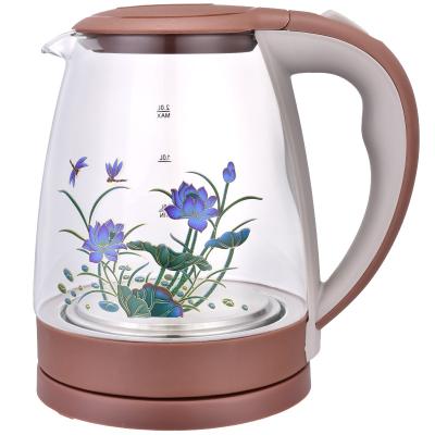 China 360 Degree Rotating Base Sprayed Electric Kettle Home Appliances Stainless Steel Heating Element Glass Body OEM Drinking Water Boiler 2.0L for sale