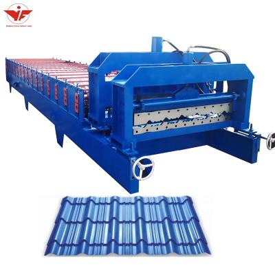 China Building Material Shops Negeria Al-zinc Step Tile Roofing Panel Roll Forming Machine For Sale for sale