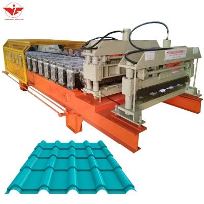 China Building Material Shops 2020 Glazed Metal Bamboo Tile Roofing Roll Forming Machine Made In China for sale