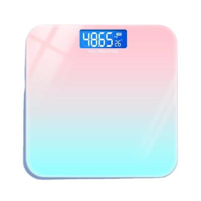 China Easy Toughened Glass Body Bathroom Scale Tempered Glass Revealed Backlit LCD Display, 396 lbs, Fashion Gradient Color for sale