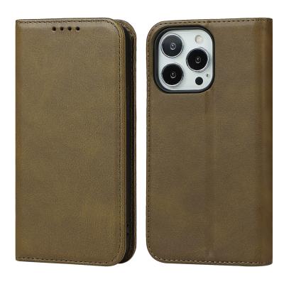 China Shockproof Case For iPhone 13 Pro Calfskin Flip Wallet Leather Cover With Card Slots Phone Case for sale