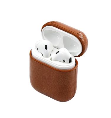 China For earbuds for AirPods leather case, genuine leather box for AirPods case with key chain and led light for sale