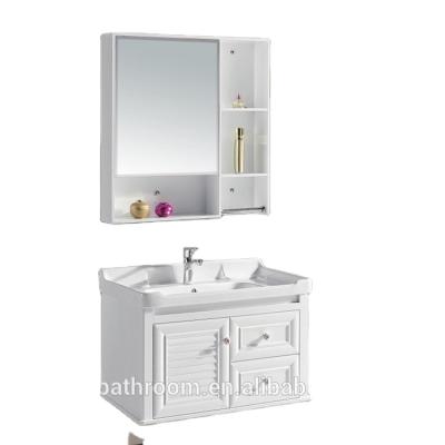 China White ; new style ; Waterproof Wall Hung Space Saving Furniture Cheap PVC Bathroom Cabinet Vanity for sale