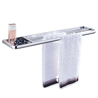 China Modern Modern Space Aluminum Wall Mounted Bathroom Shelves Double Towel Rack for sale