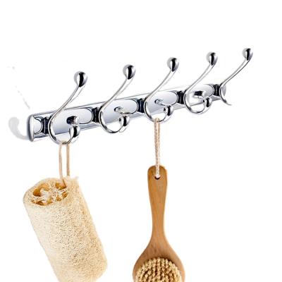 China Modern Wall Hung Bathroom Accessories Zinc Alloy Gold Color Five Hooks Coat Hook Towel Hook for sale