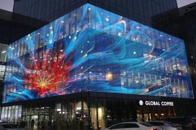 China Gflow 500*500mm P3.9-7.8mm Outdoor Transparent LED Display LED Video Mesh Curtain for sale