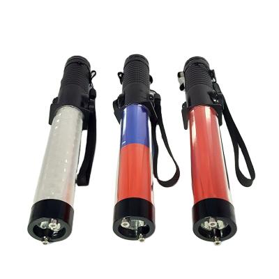 China Rechargeable Magnet Red Color Traffic Flasher Stick With Top Torch Light For Safety Warning Te koop