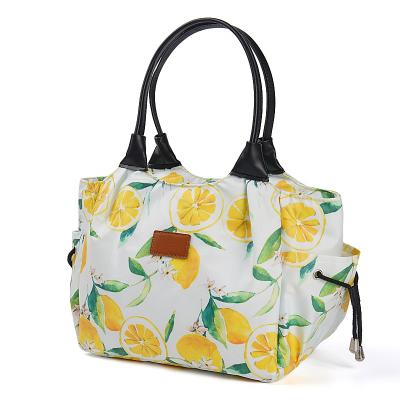 China Fashion Wholesale Fashion Style Insulated Custom Logo Lunch Bag Canvas Cooler Bag Insulated Flower Pattern Cooler Bag for sale