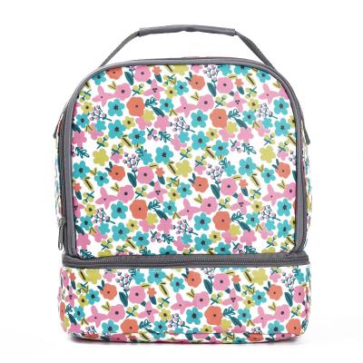 China Insulated Recommend Wholesale Custom Logo Insulated Flower Pattern Cooler Bag Thermal Insulation Lunch Calico Cooler Bags for sale