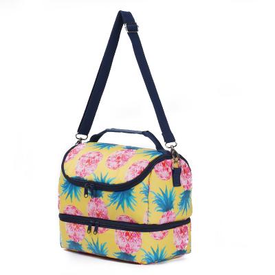 China Insulated New Design Wholesale Insulated Cooler Bags Insulated Flower Pattern Cooler Bag Custom Thermal Tote Bag Reusable Insulated for sale