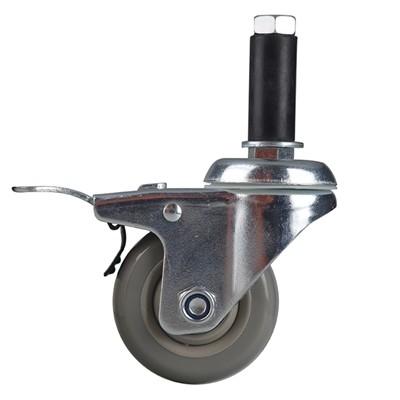 China Stem Swivel M12 130KG PVC Caster Wheels With Brake Double Bearing for sale