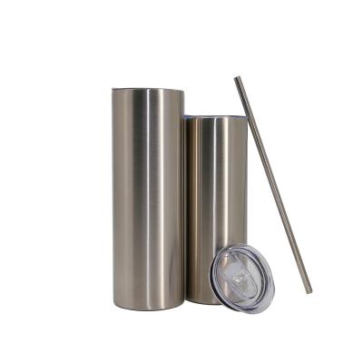 China Custom Lean Silver Tumbler Viable 20OZ 30oz Stainless Steel Vacuum Insulated Cups Bulk For Sublimation DIY for sale