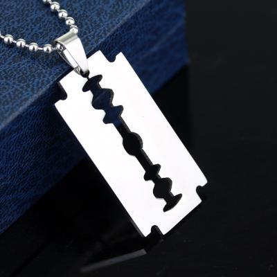 China TRENDY Retro Fashion Hip Hop Jewelry Blade Necklace Stainless Steel Men's and Women's Pendant Necklace for sale