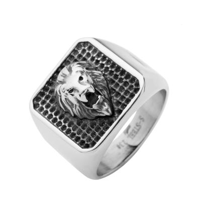 China 316L Stainless Steel Ring RS065 Yiwu Huilin Jewelry Vintage 316L Stainless Steel Ring Lion Head Rings Top Quality Fashion Men Ring for sale