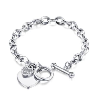 China Huilin Jewelry CLASSIC OT Love Stainless Steel Heart Shaped Jewelry Personalized Bracelet Buckle Ladies Popular Titanium Steel Handchain for sale