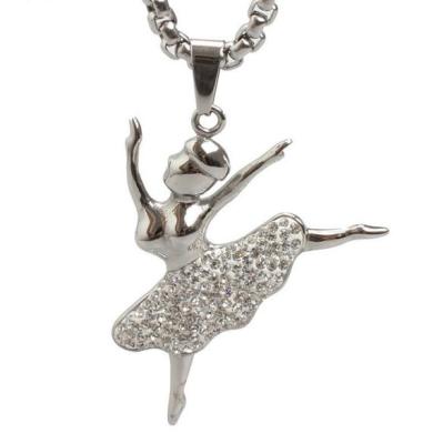 China FASHIONABLE Teacher BLV013 Stainless Steel Crystal BALLERINA Ballet Dancing Girl Dancer Dance Pendant for sale